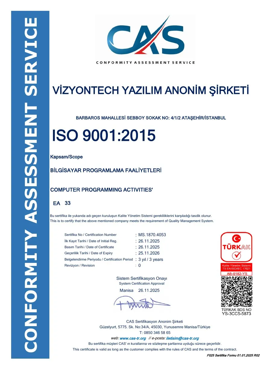 ISO 9001:2015 sertifikasının ilk sayfa önizlemesi